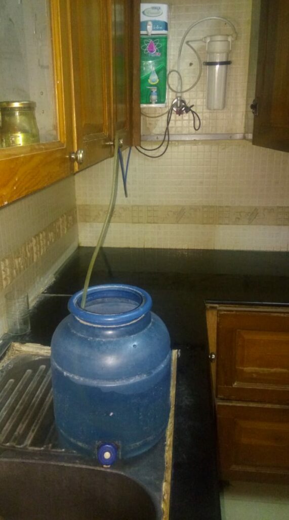 Waste water of RO or water purifier collected in dispenser